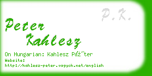 peter kahlesz business card